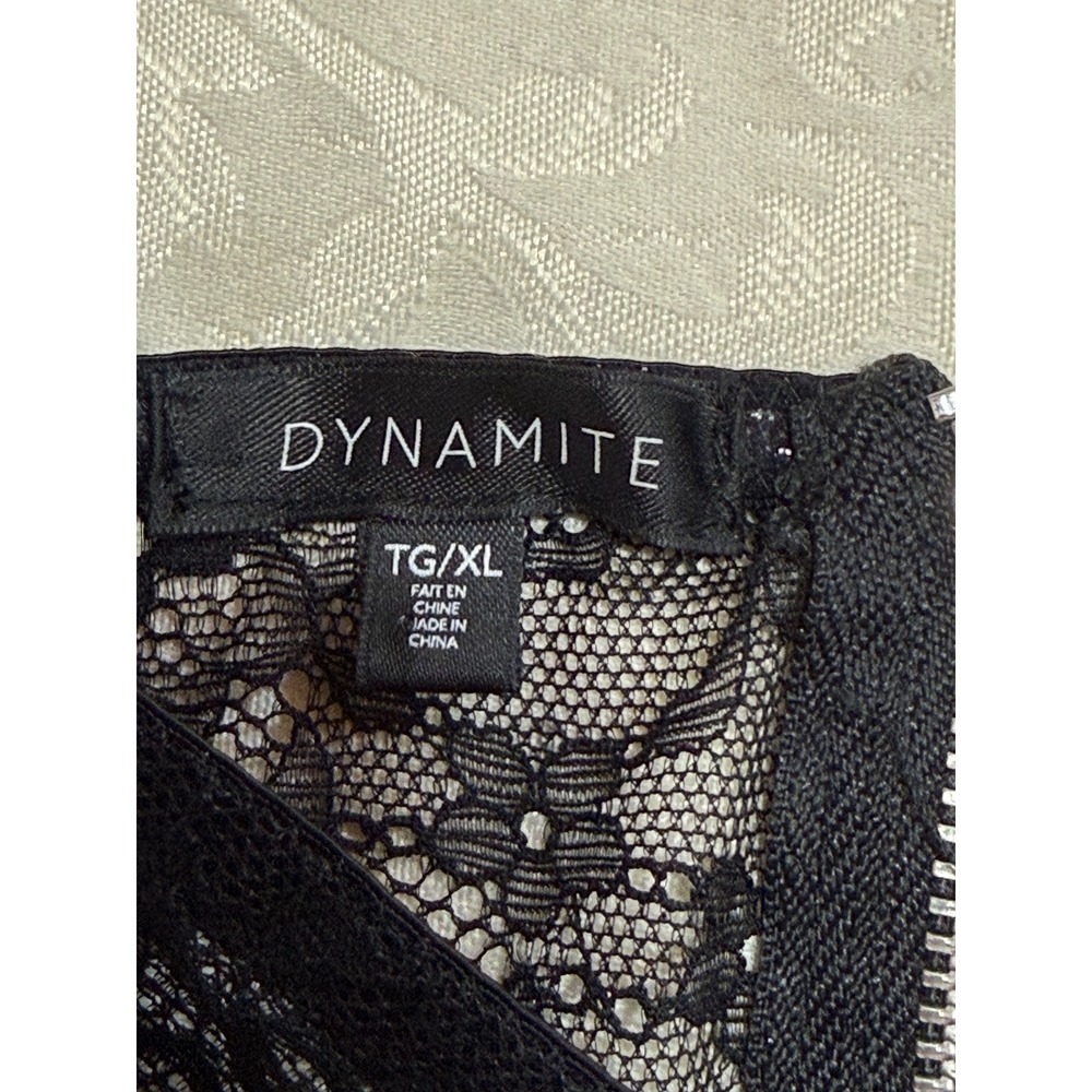 DYNAMITE Black Lace Corset Bustier Top XL Zipper Back Romantic Whimsigoth - Picture 4 of 9